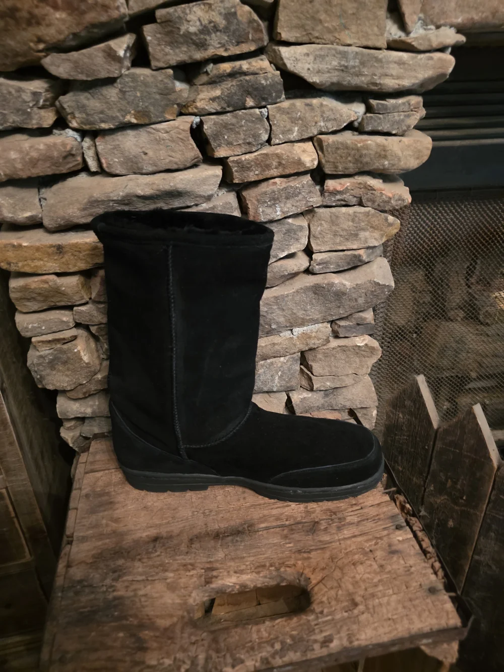 BearPaw Black Plush-Lined Winter Boots